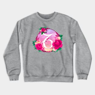 Capricorn Zodiac Horoscope Pink Floral Monogram Crewneck Sweatshirt